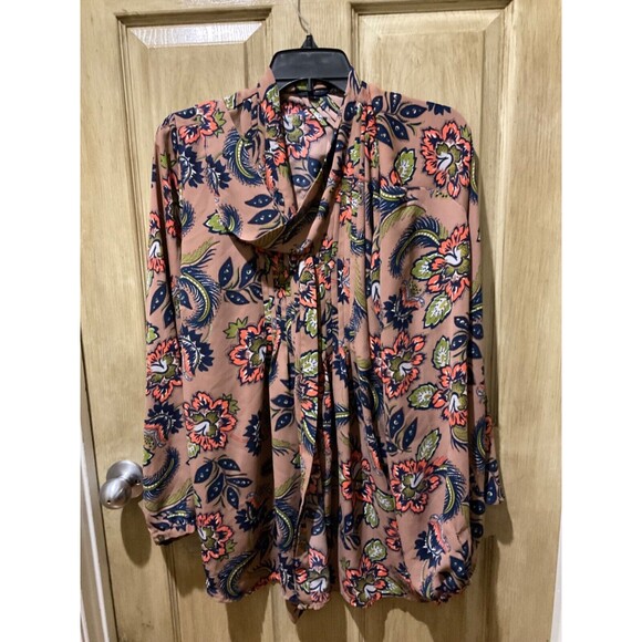 Lands End Top Womens Size 18 Floral Botanical Boho Blouse Size 18 - Picture 1 of 7